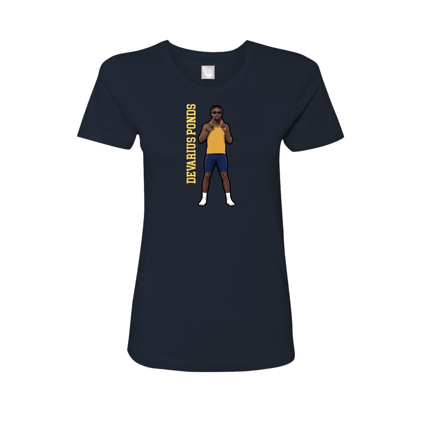 Fitted Women's Tee — Name Vertical in Navy
