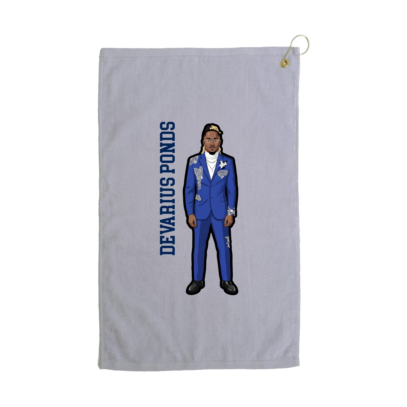 Golf Towel — Name Vertical in Grey