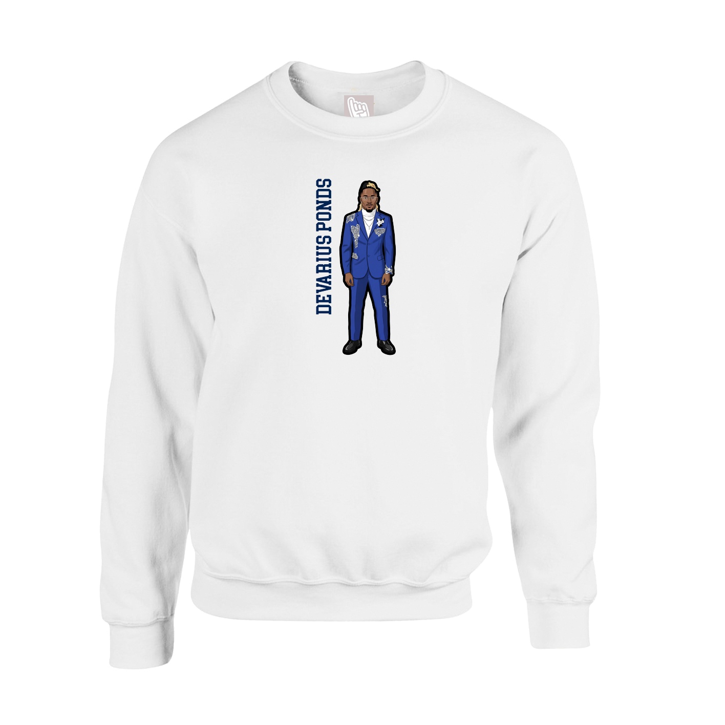 Fleece Crew — Name Vertical in White