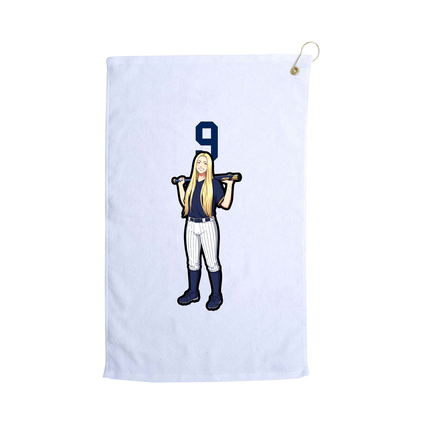 Golf Towel — Number Top in White