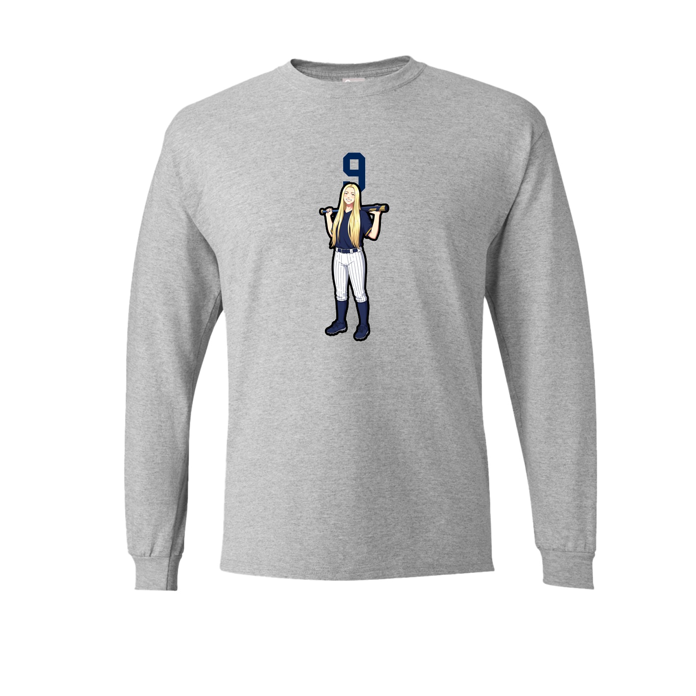 Long Sleeve Tee — Number Top in Grey