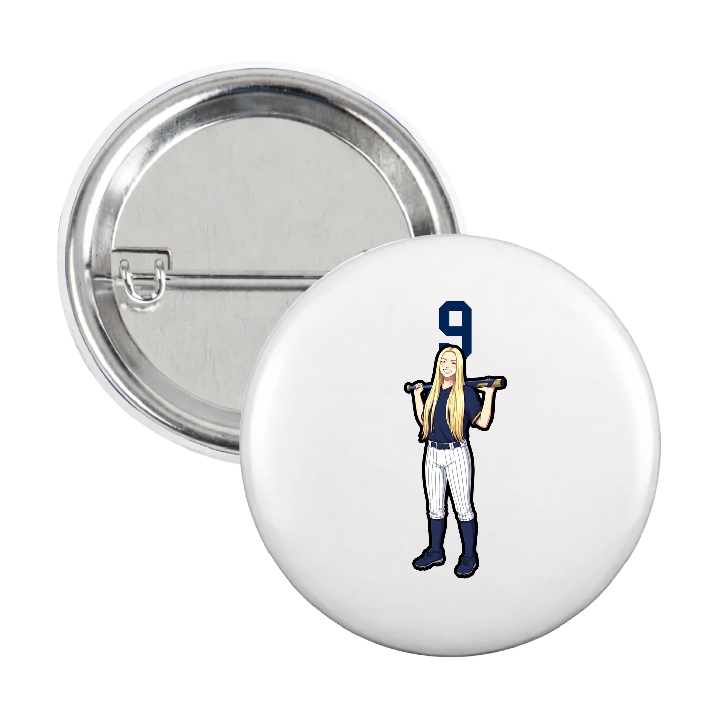 Game Day Button — Number Top in White