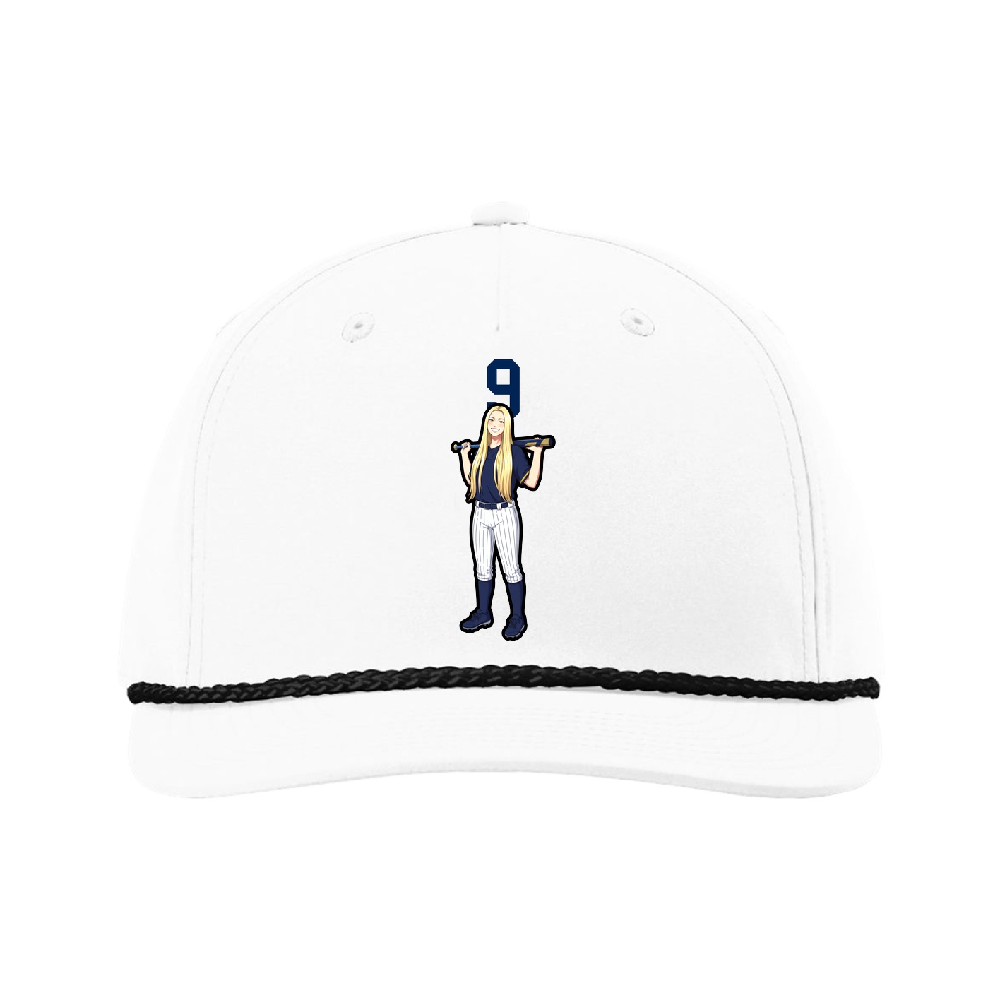 Five-Panel Classic Rope Cap — Number Top in White