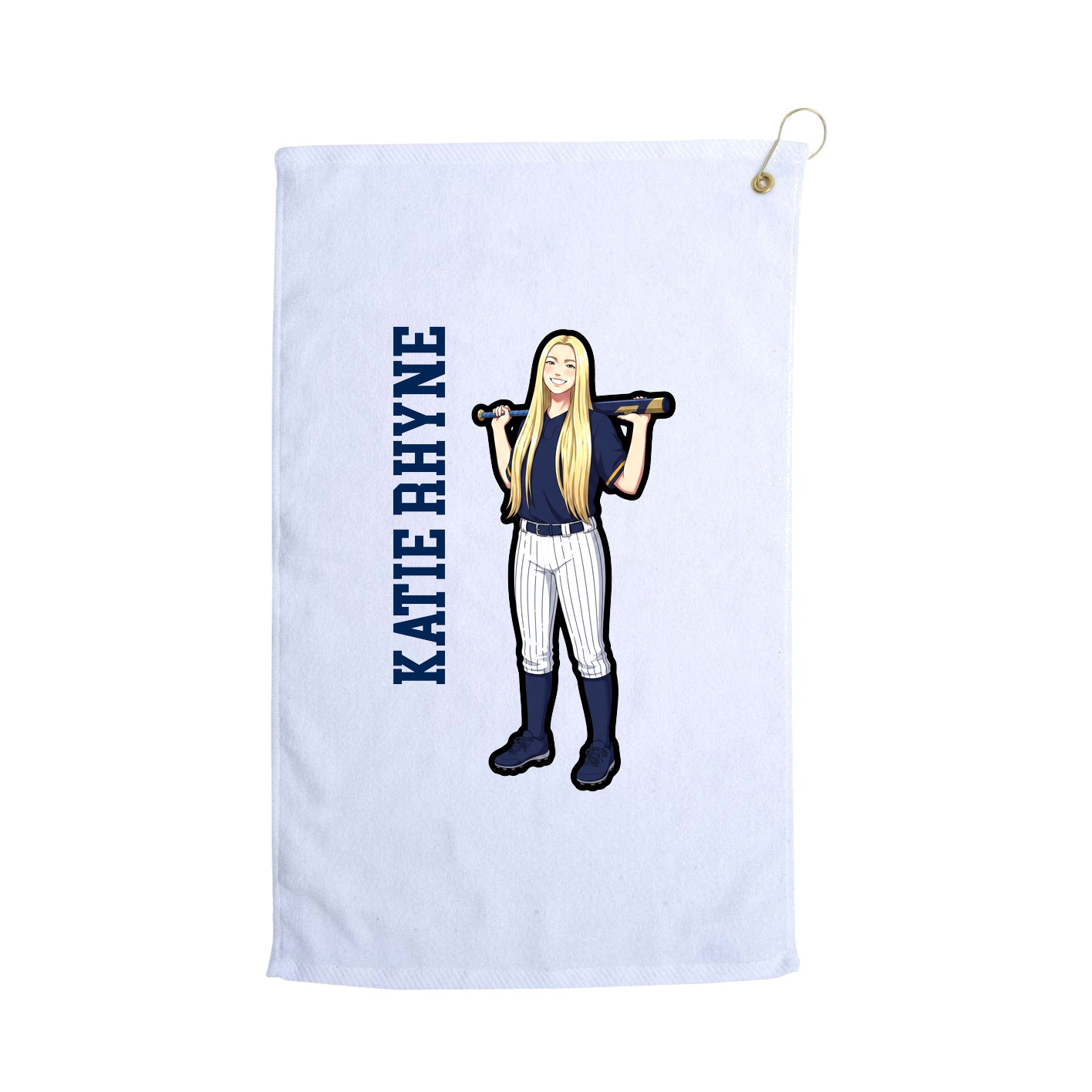 Golf Towel — Name Vertical in White