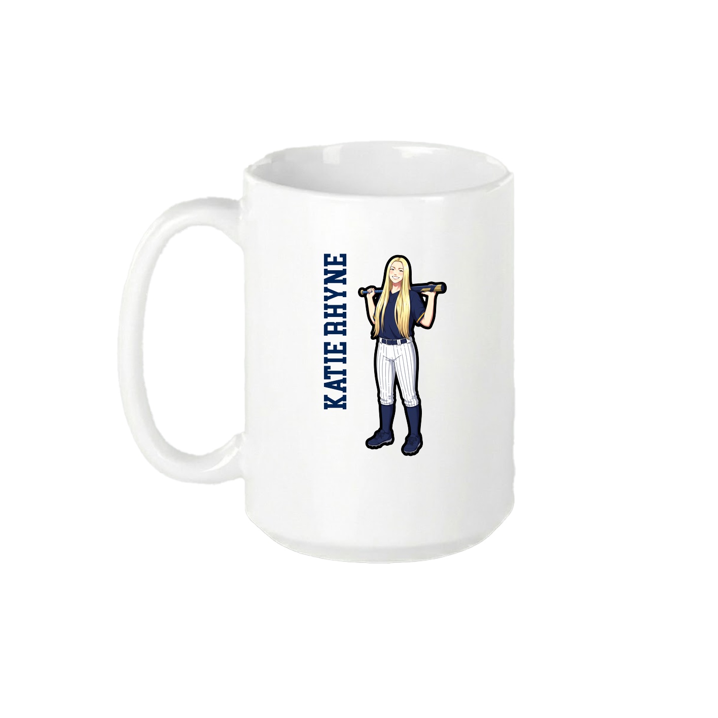 15oz Coffee Mug — Name Vertical in White