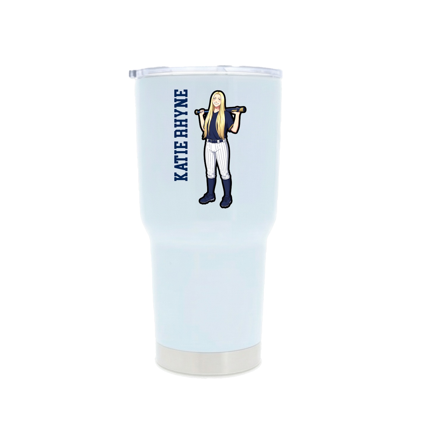 30oz Stainless Steel Tumbler — Name Vertical in White
