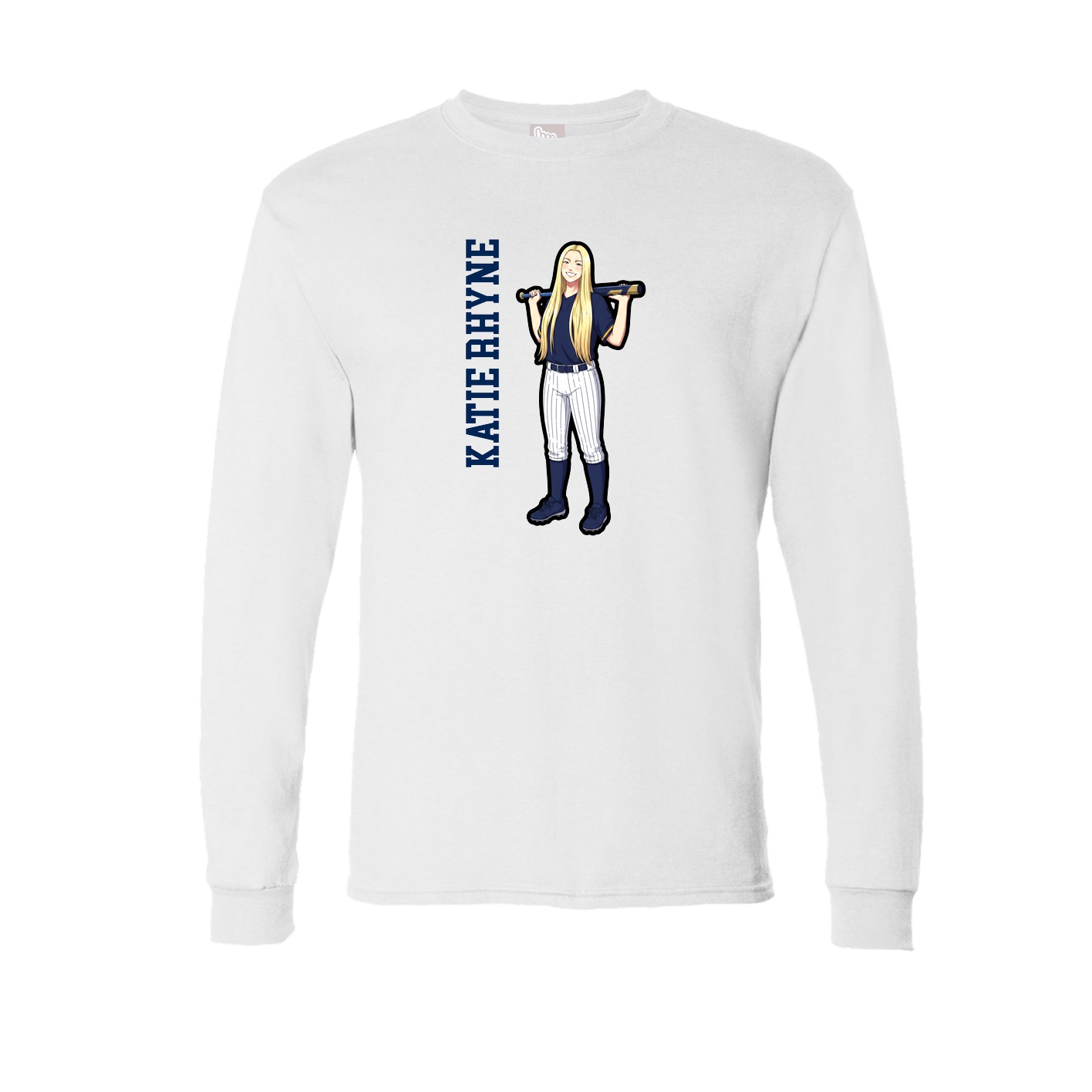 Long Sleeve Tee — Name Vertical in White
