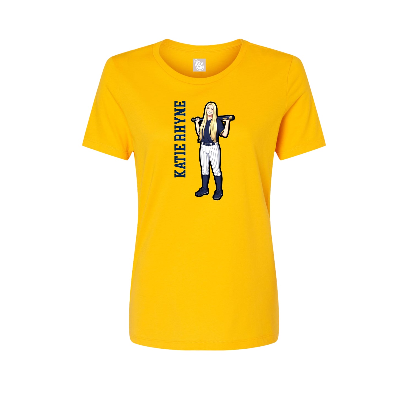 Fitted Women's Tee — Name Vertical in Gold
