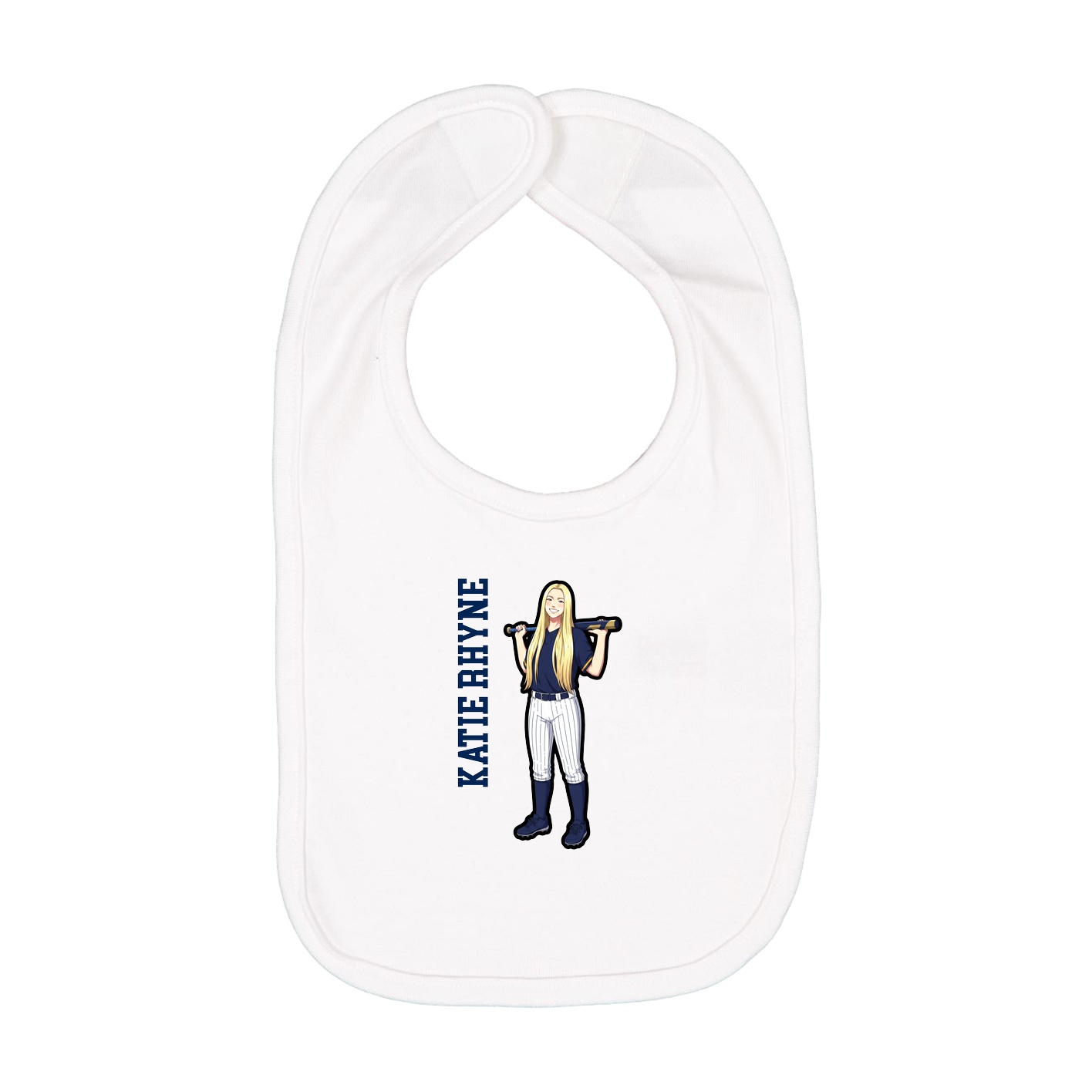 Infant Bib — Name Vertical in White
