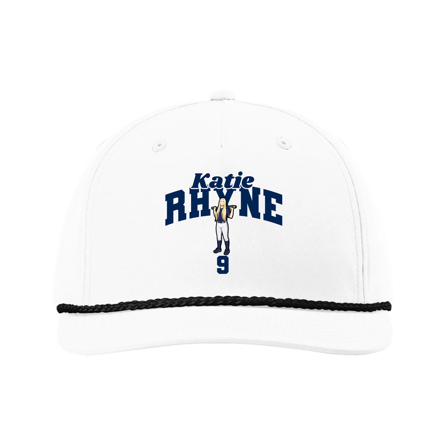 Five-Panel Classic Rope Cap — Signature Arch in White
