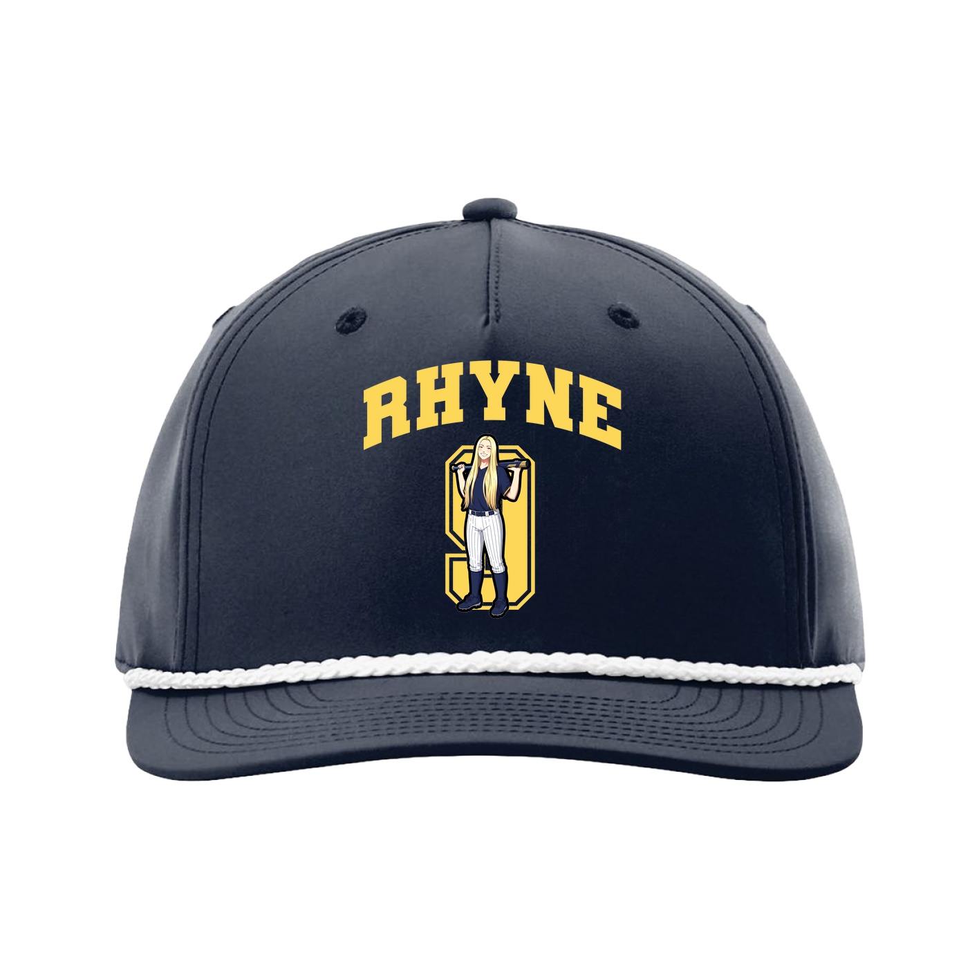 Five-Panel Classic Rope Cap — Number in Navy