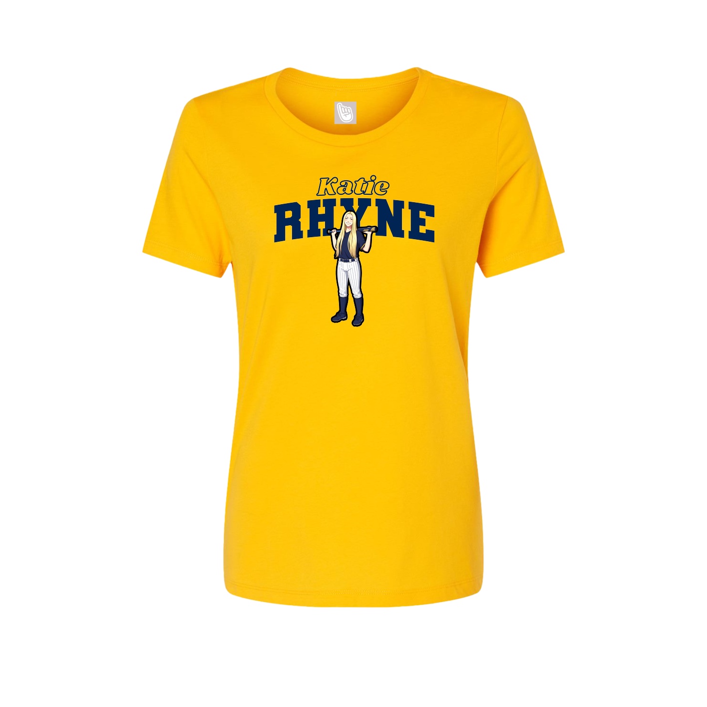 Fitted Women's Tee — Name Arch in Gold