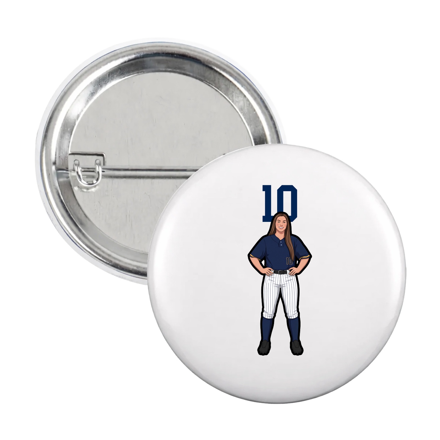 Game Day Button — Number Top in White