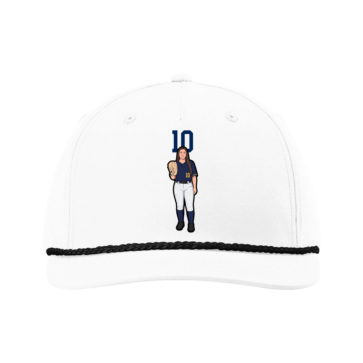 Five-Panel Classic Rope Cap — Number Top in White