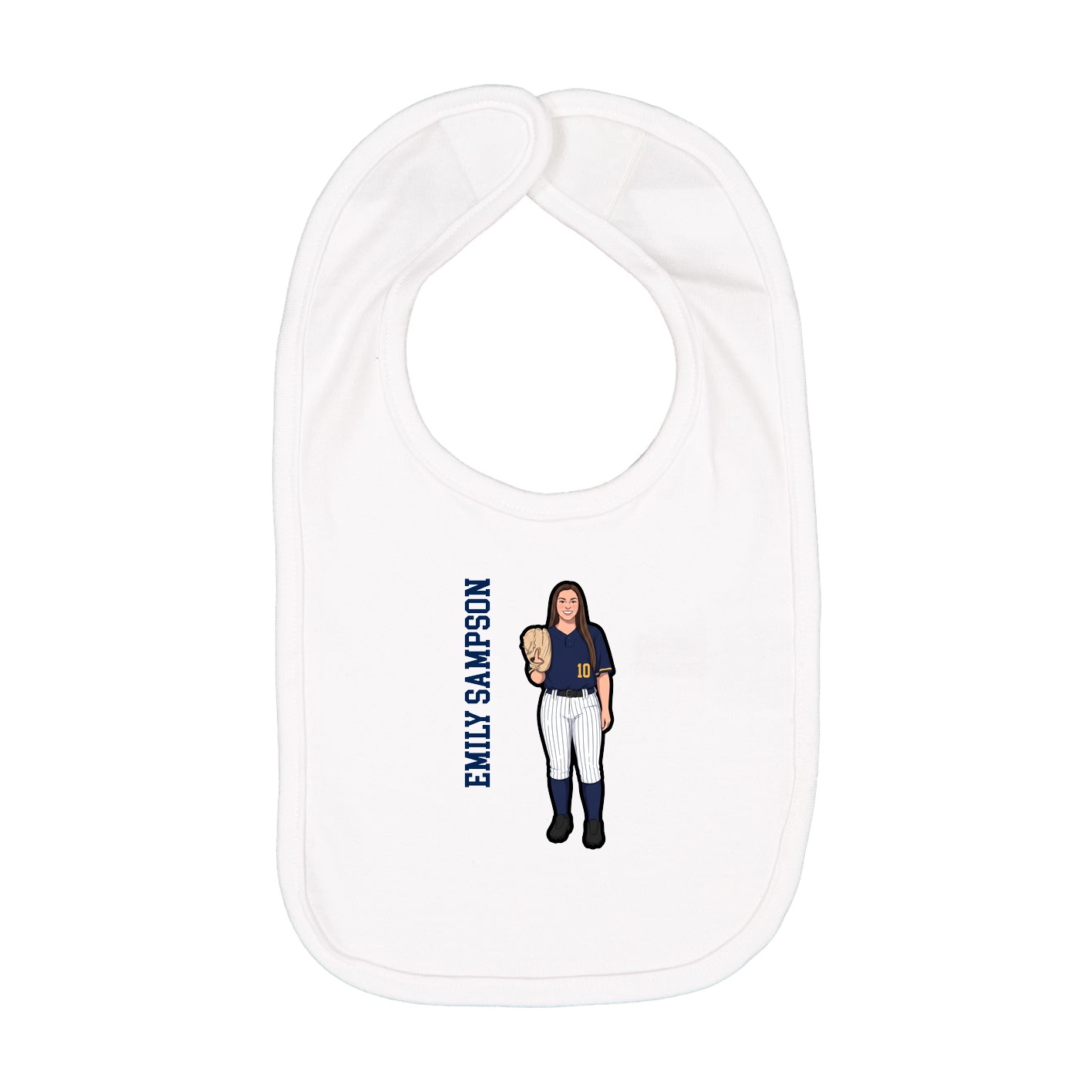 Infant Bib — Name Vertical in White