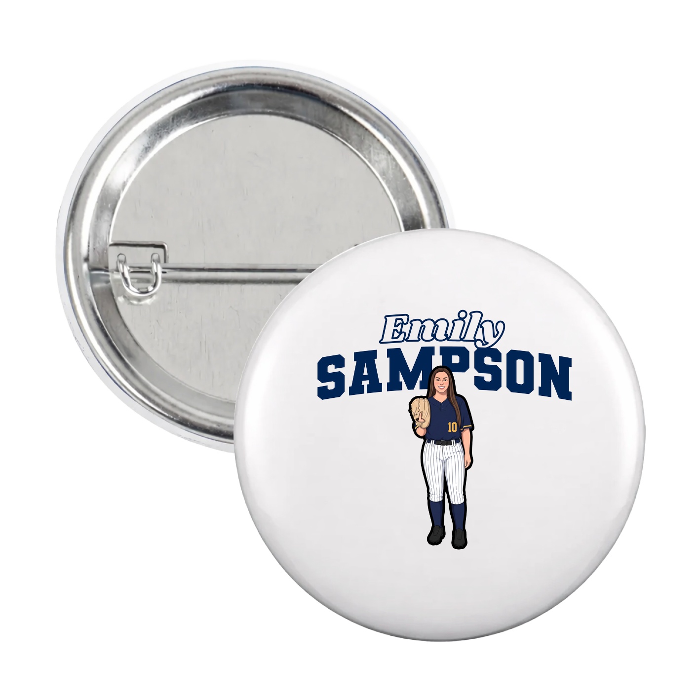 Game Day Button — Name Arch in White