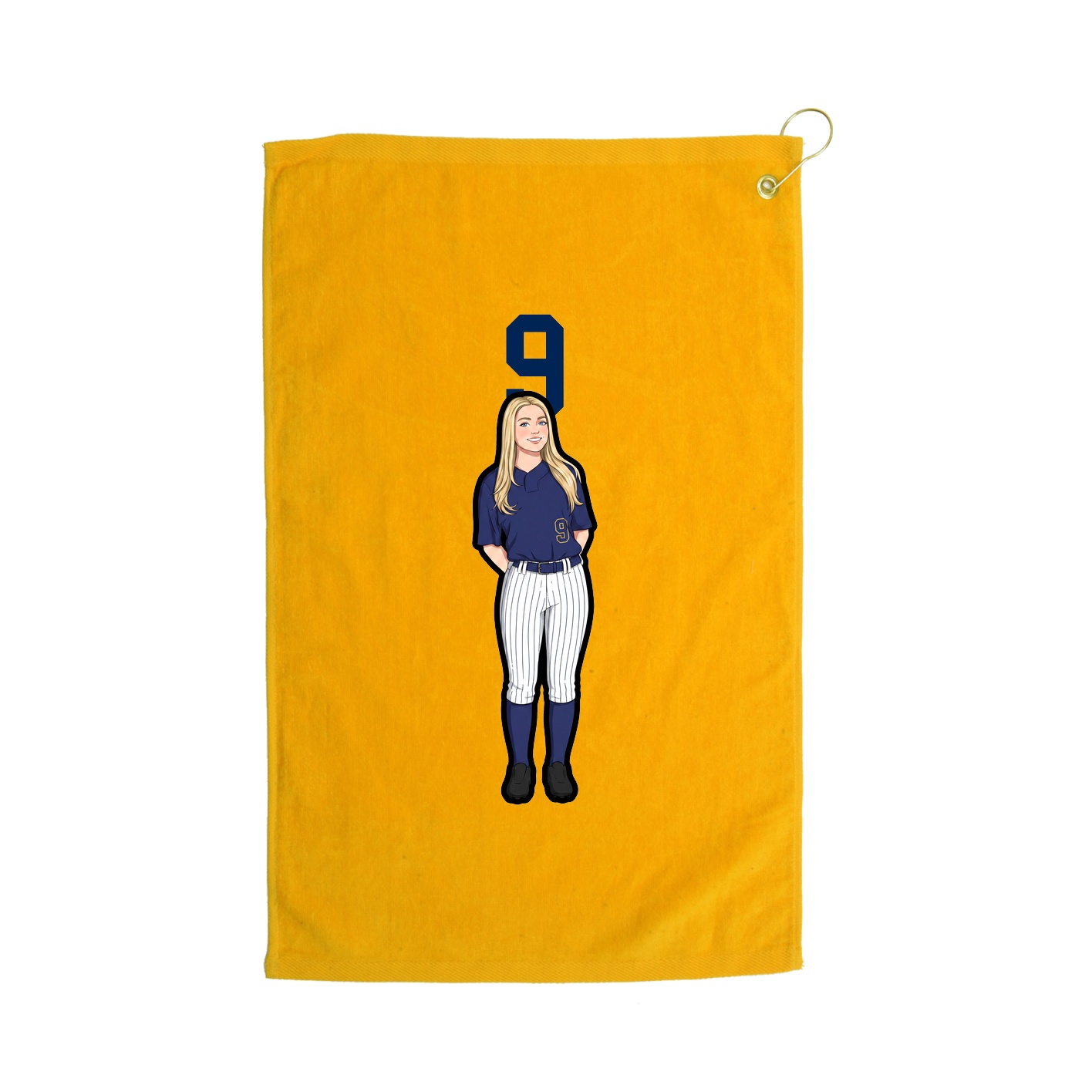 Golf Towel — Number Top in Gold