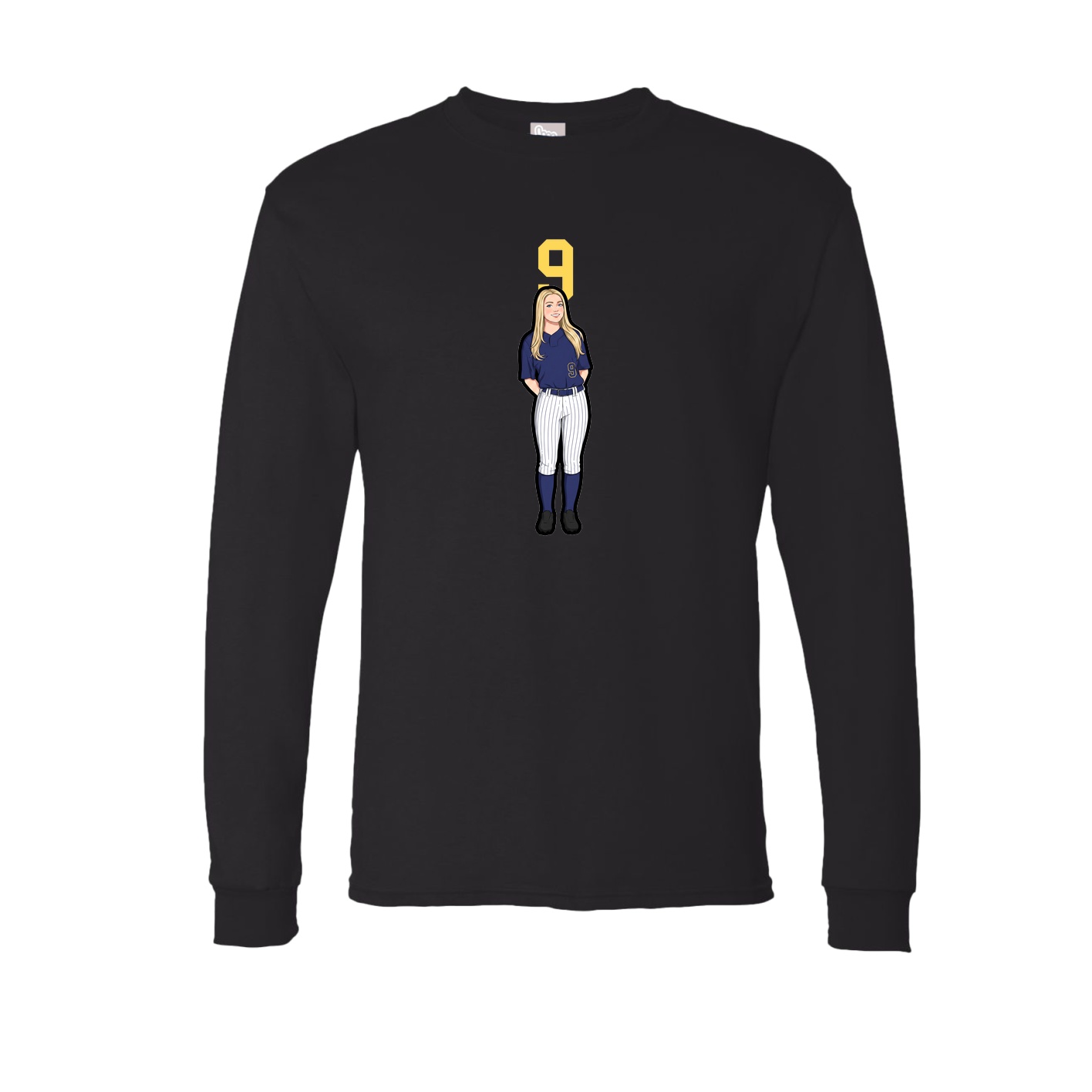 Long Sleeve Tee — Number Top in Black
