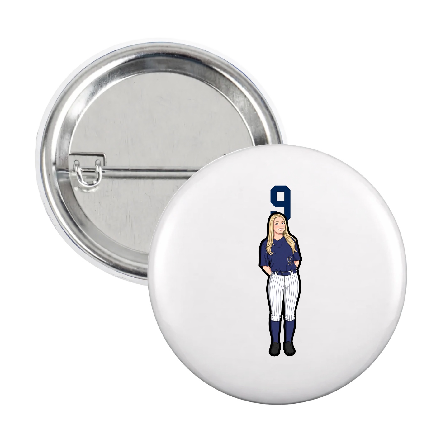 Game Day Button — Number Top in White