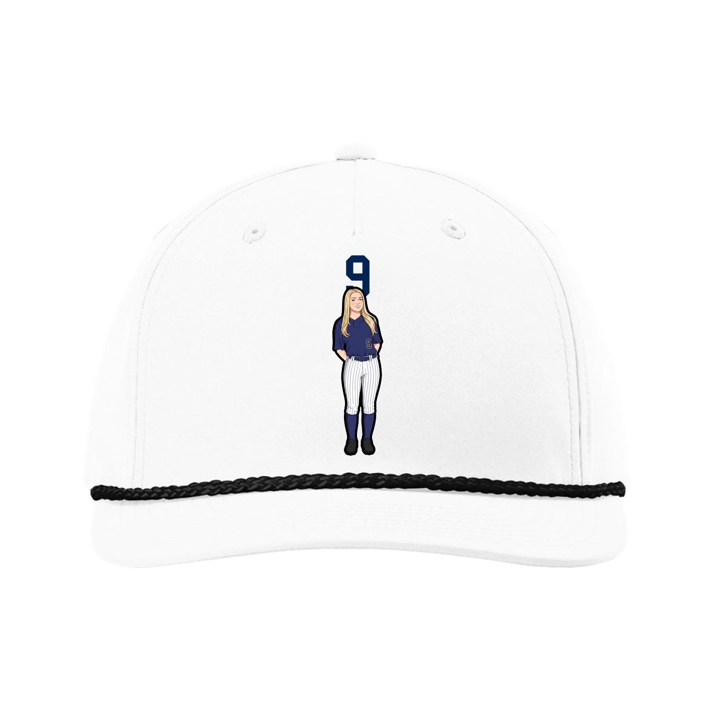 Five-Panel Classic Rope Cap — Number Top in White