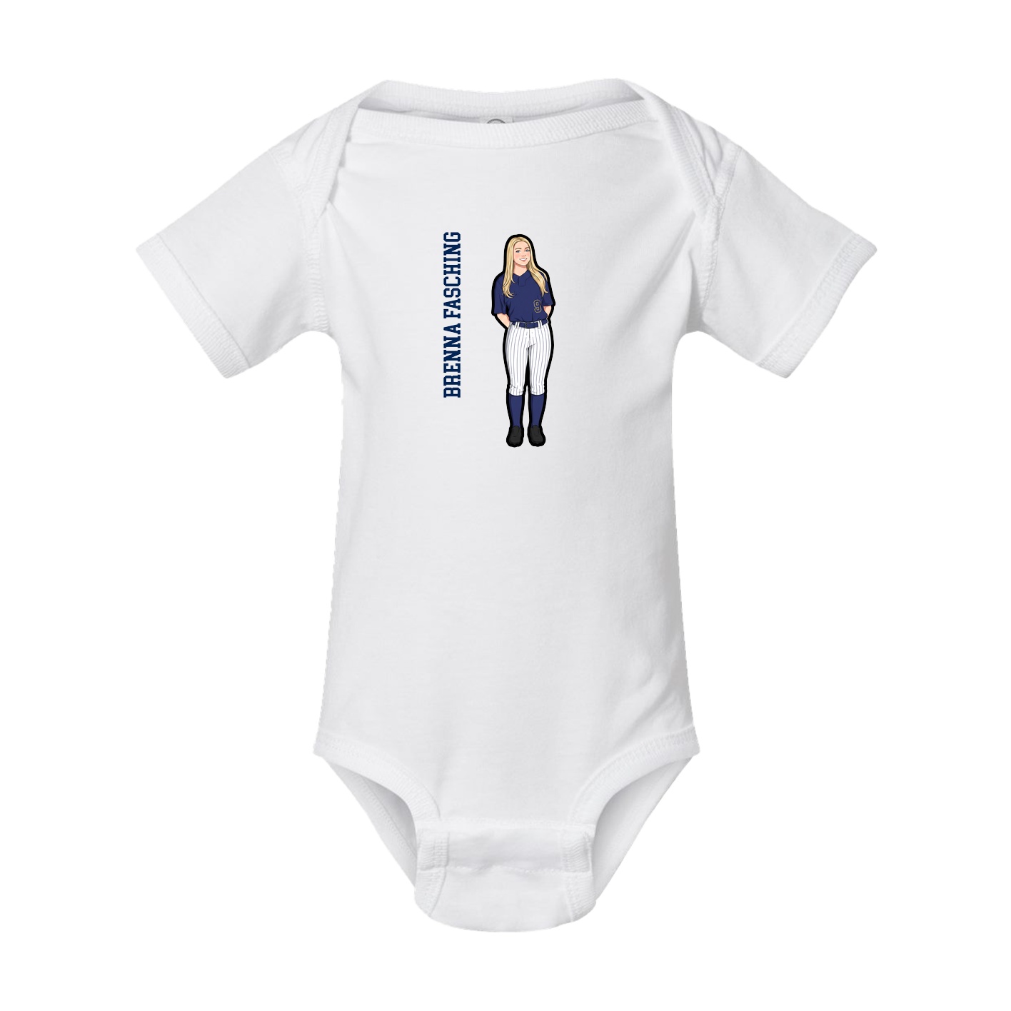 Baby Onesie — Name Vertical in White