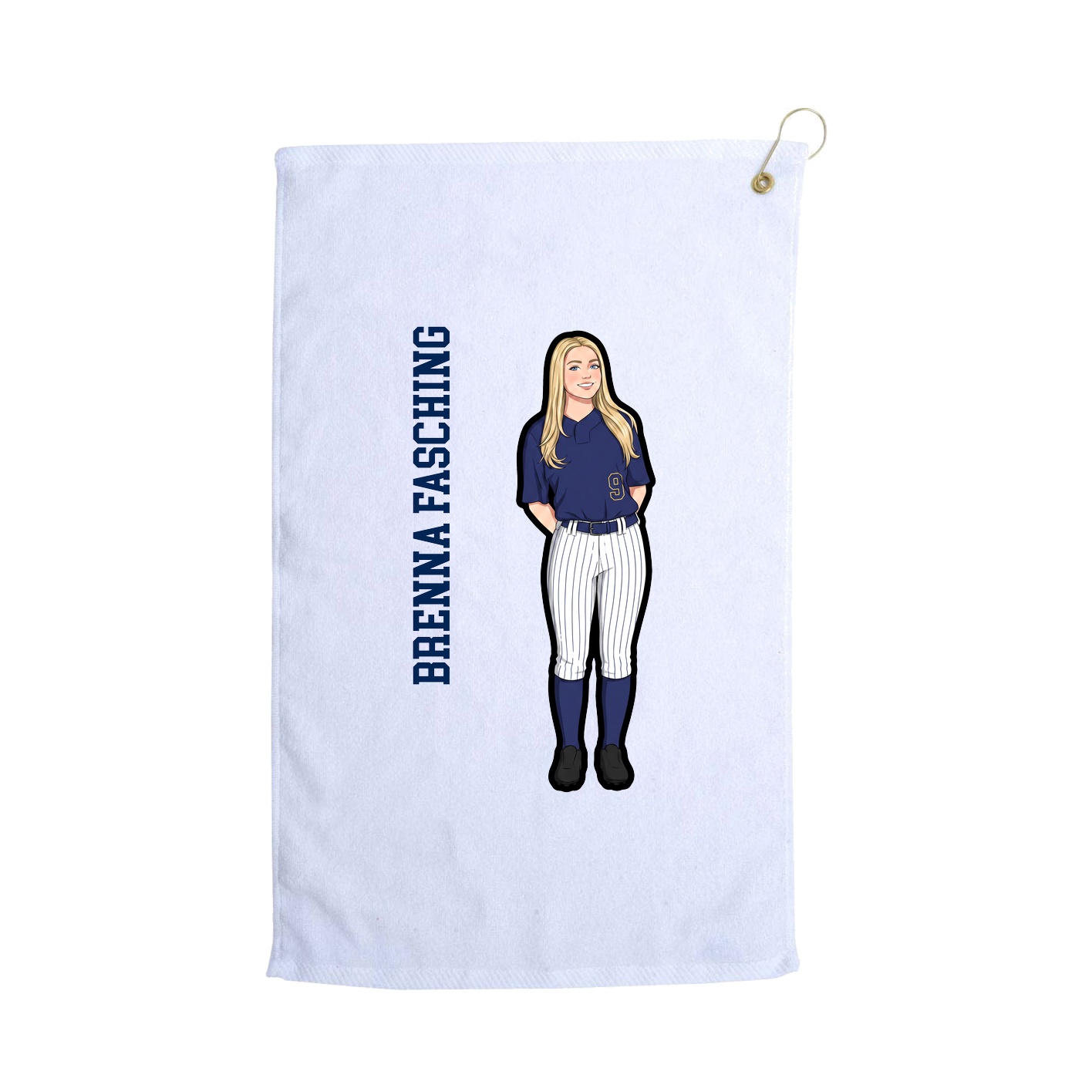 Golf Towel — Name Vertical in White