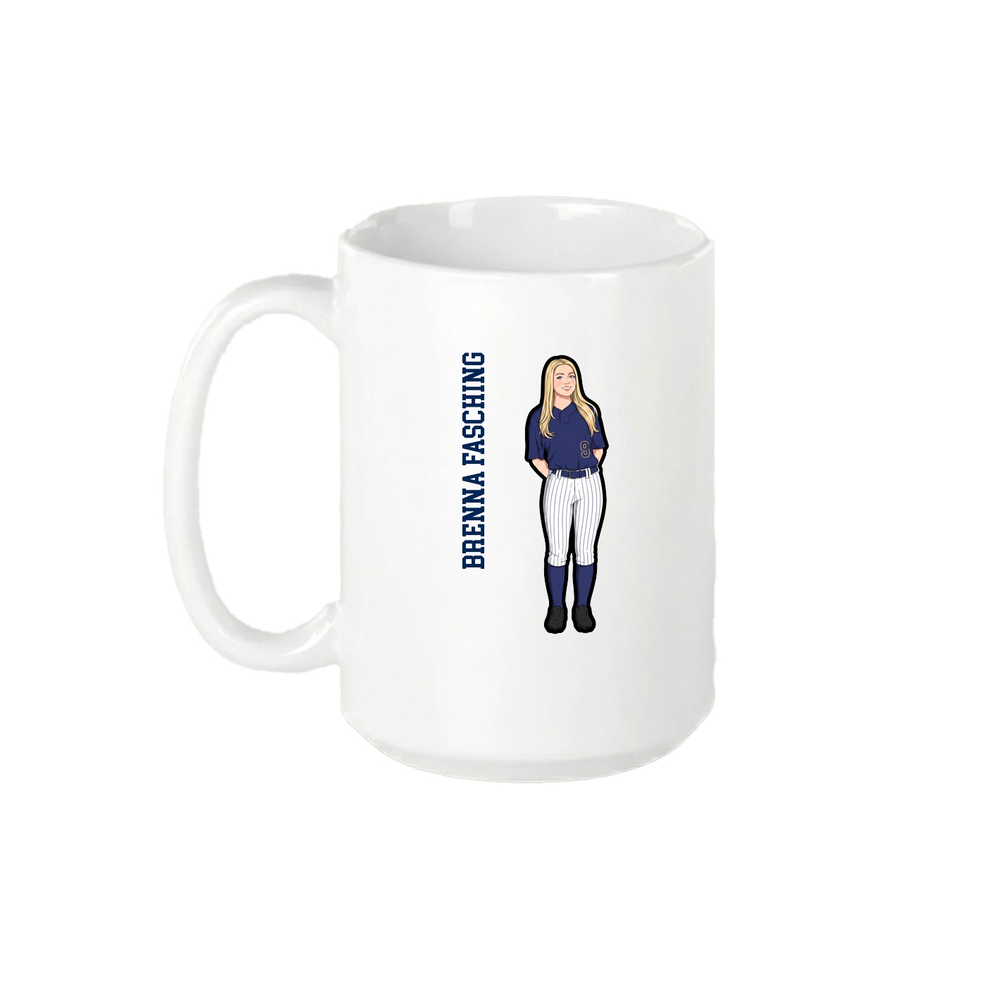 15oz Coffee Mug — Name Vertical in White