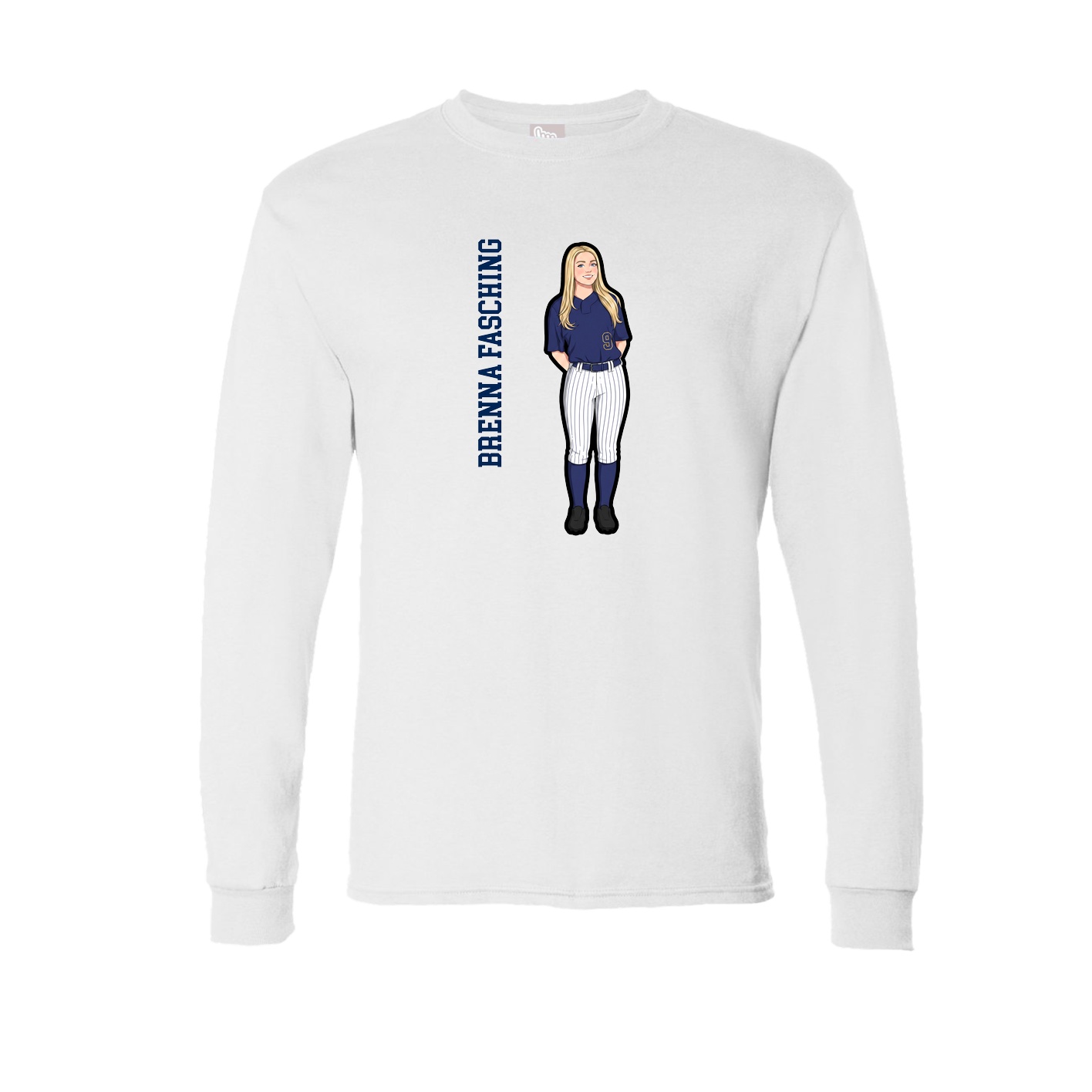 Long Sleeve Tee — Name Vertical in White
