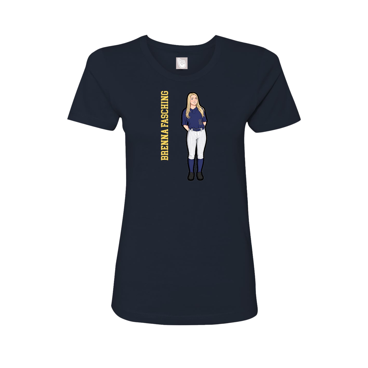 Fitted Women's Tee — Name Vertical in Navy