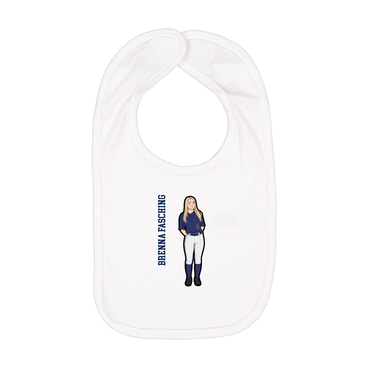 Infant Bib — Name Vertical in White