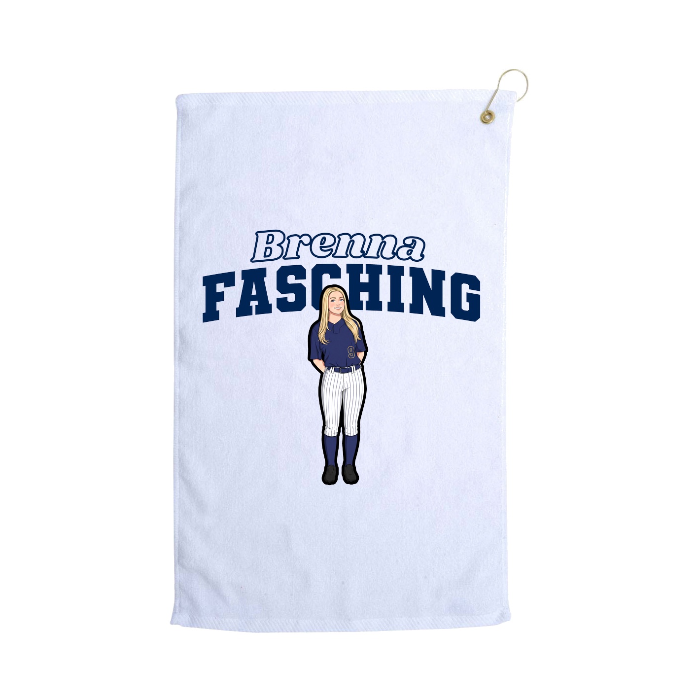 Golf Towel — Name Arch in White