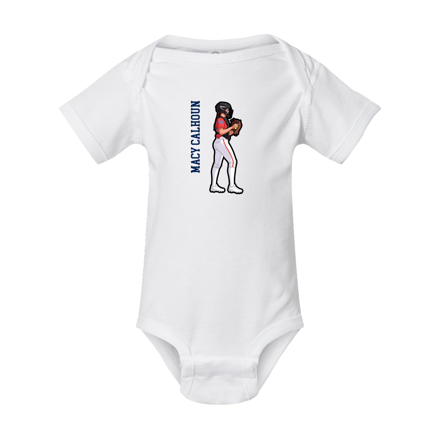 Baby Onesie — Name Vertical in White