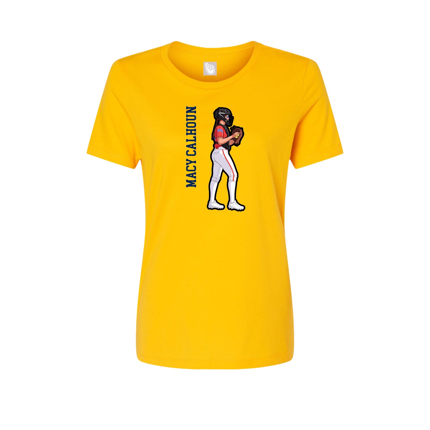 Fitted Women's Tee — Name Vertical in Gold
