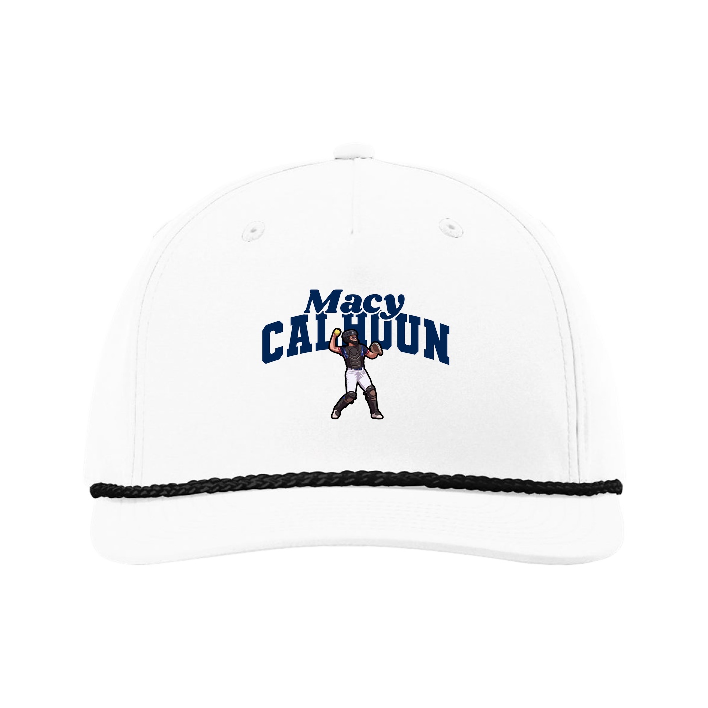 Five-Panel Classic Rope Cap — Signature Arch in White