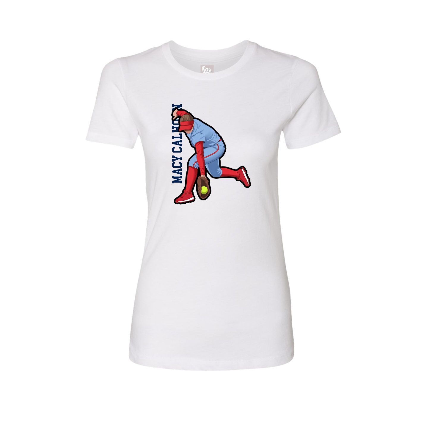 Fitted Women's Tee — Name Vertical in White