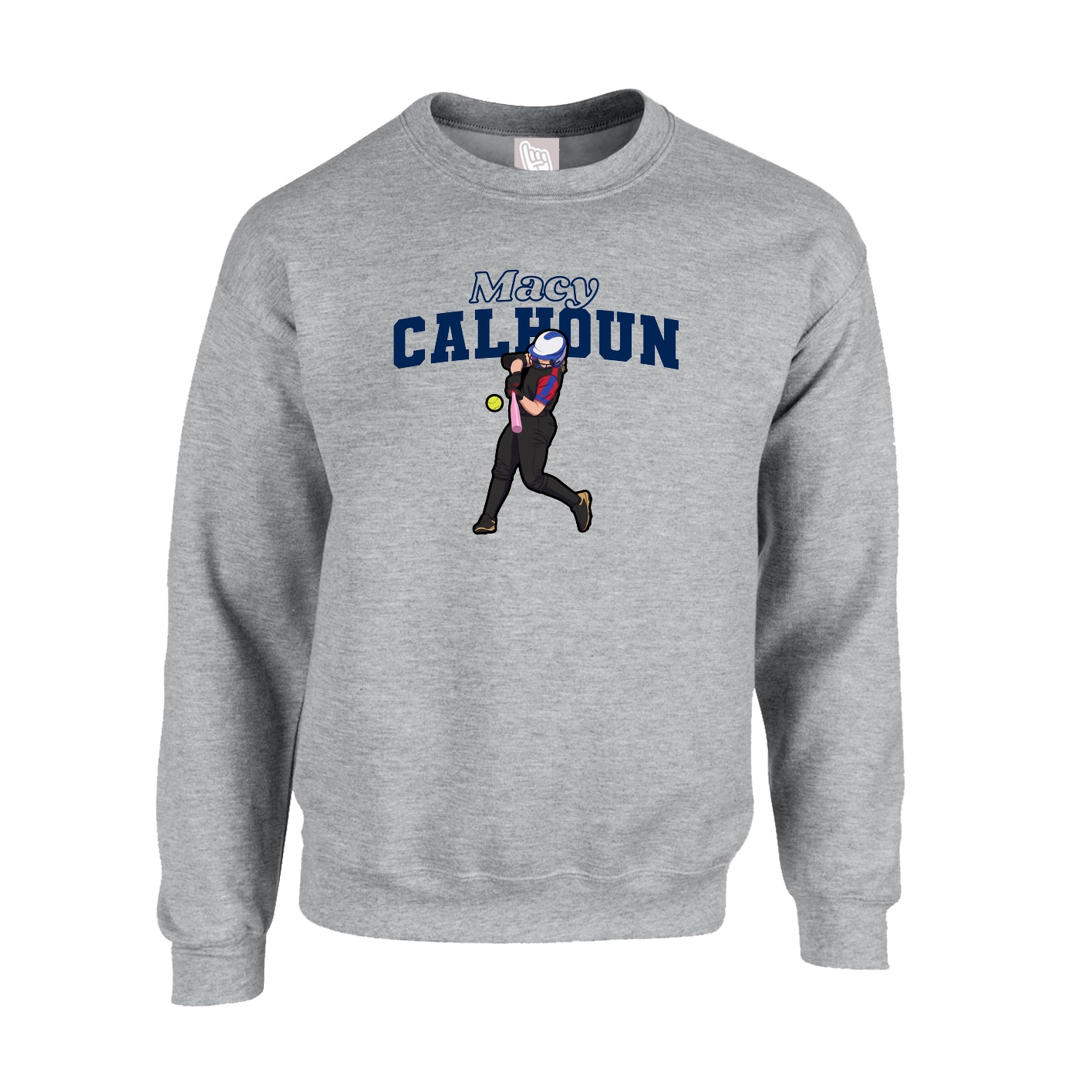 Fleece Crew — Name Arch in Grey