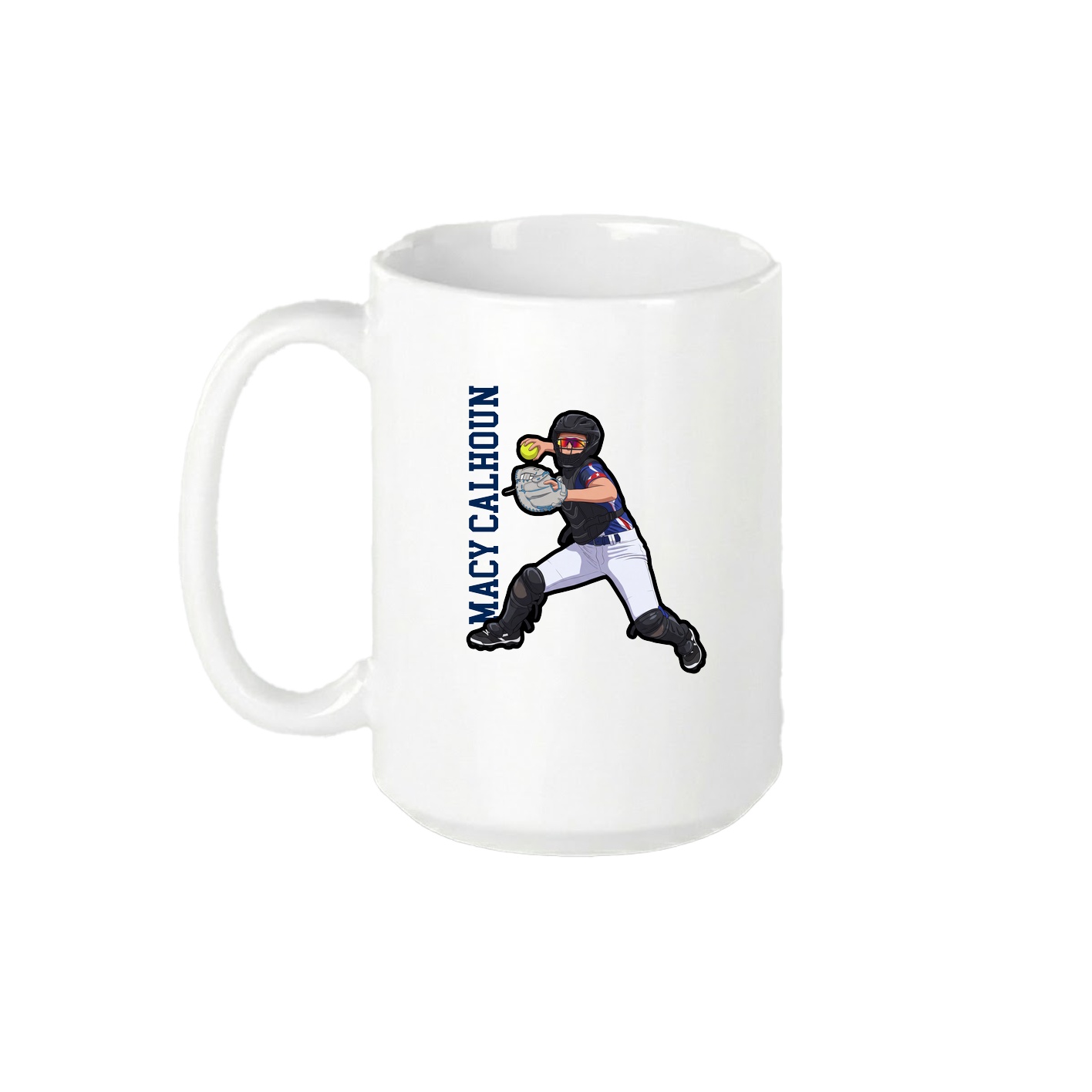 15oz Coffee Mug — Name Vertical in White