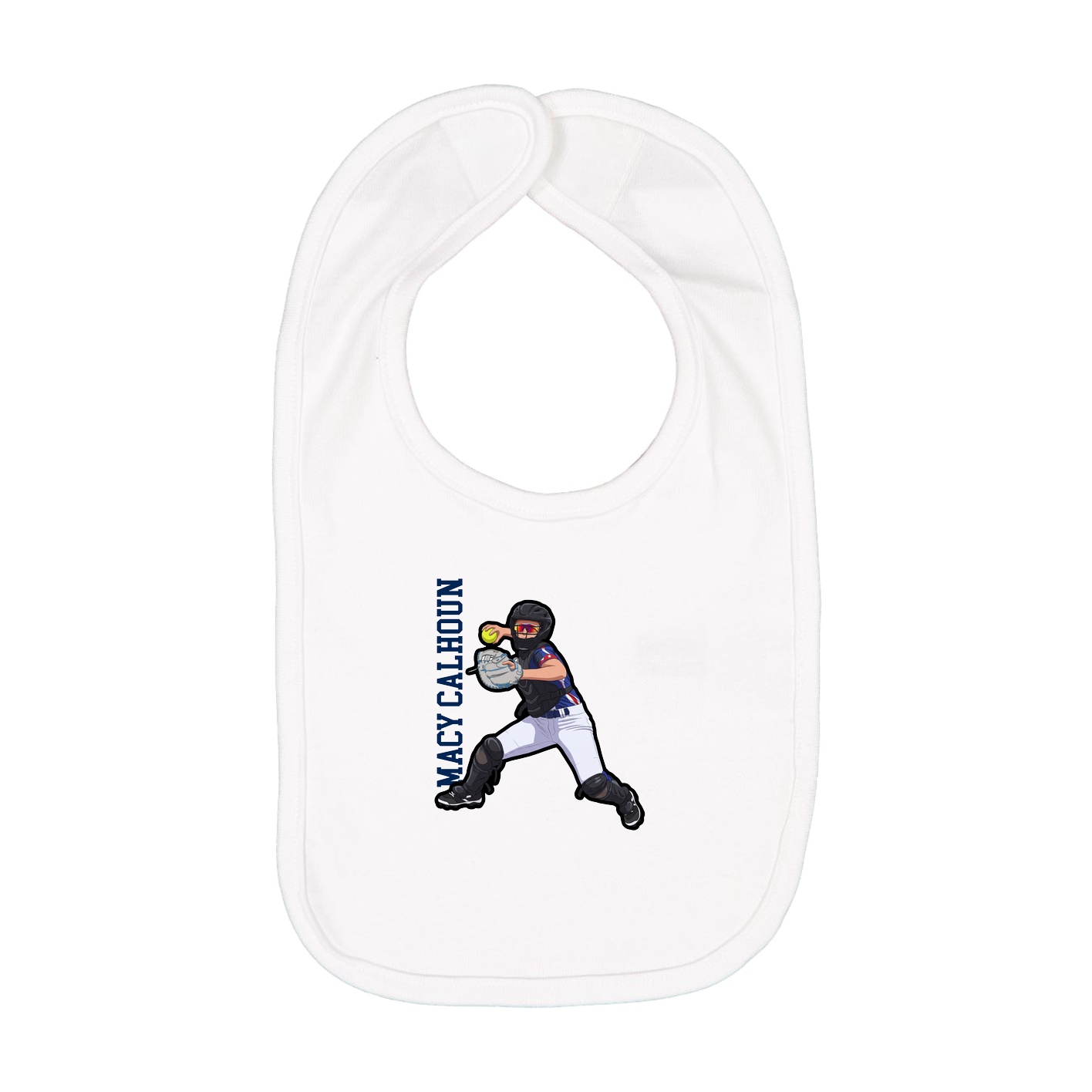 Infant Bib — Name Vertical in White