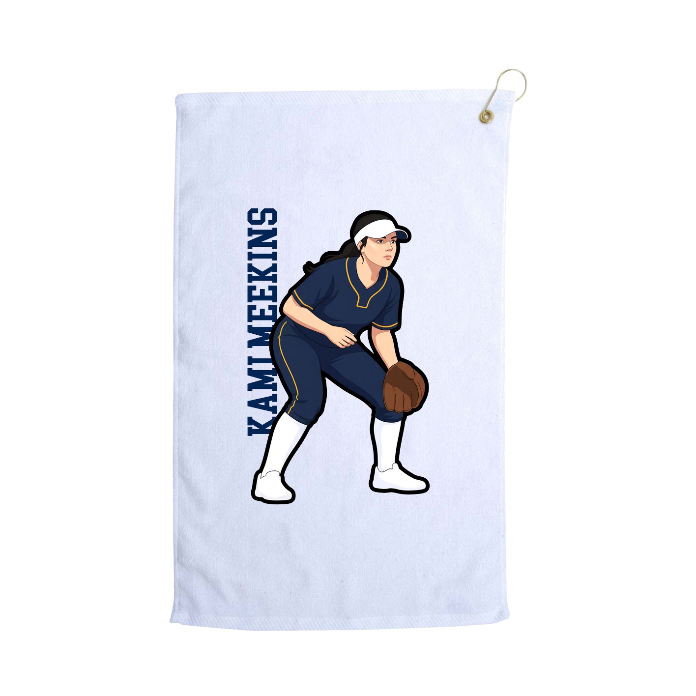 Golf Towel — Name Vertical in White
