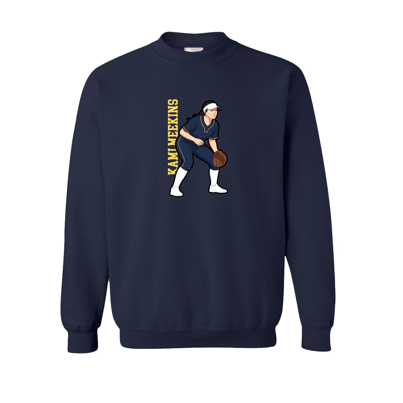 Fleece Crew — Name Vertical in Navy