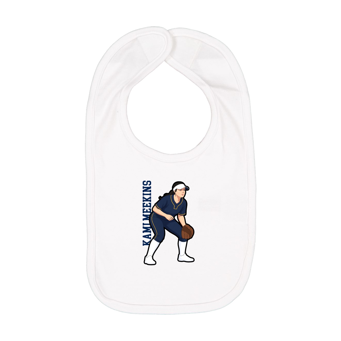 Infant Bib — Name Vertical in White