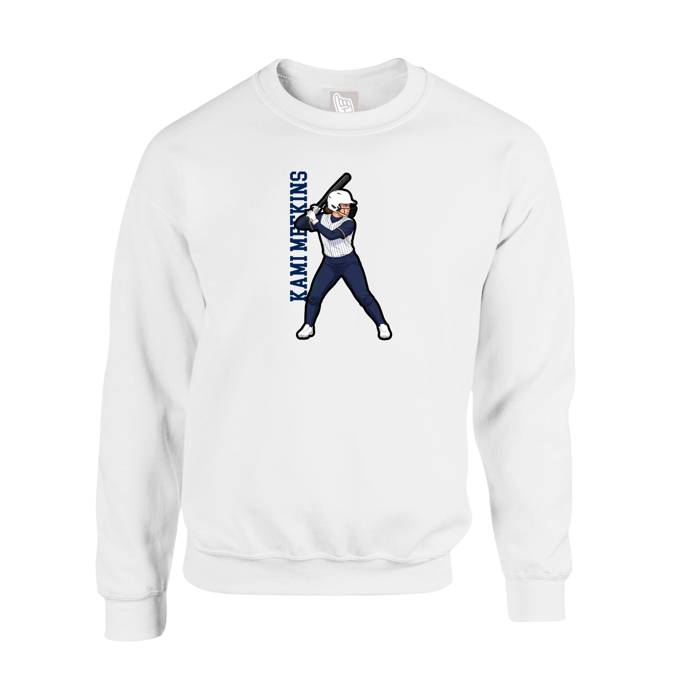 Fleece Crew — Name Vertical in White