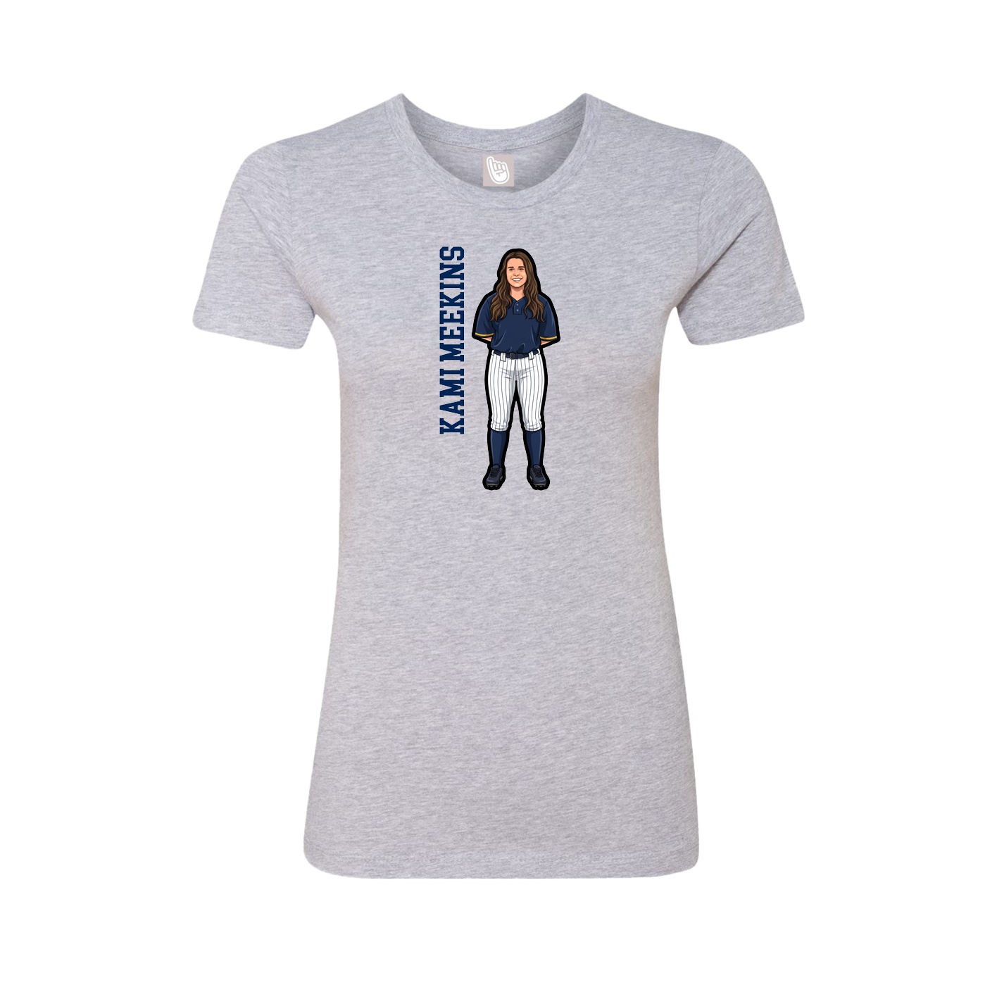 Fitted Women's Tee — Name Vertical in Grey