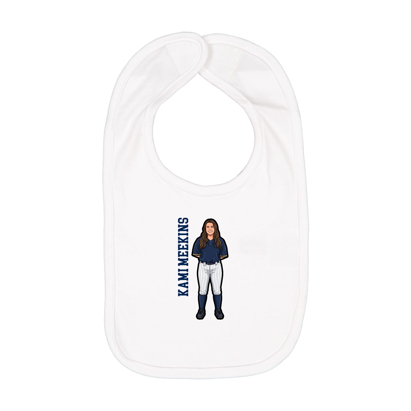 Infant Bib — Name Vertical in White