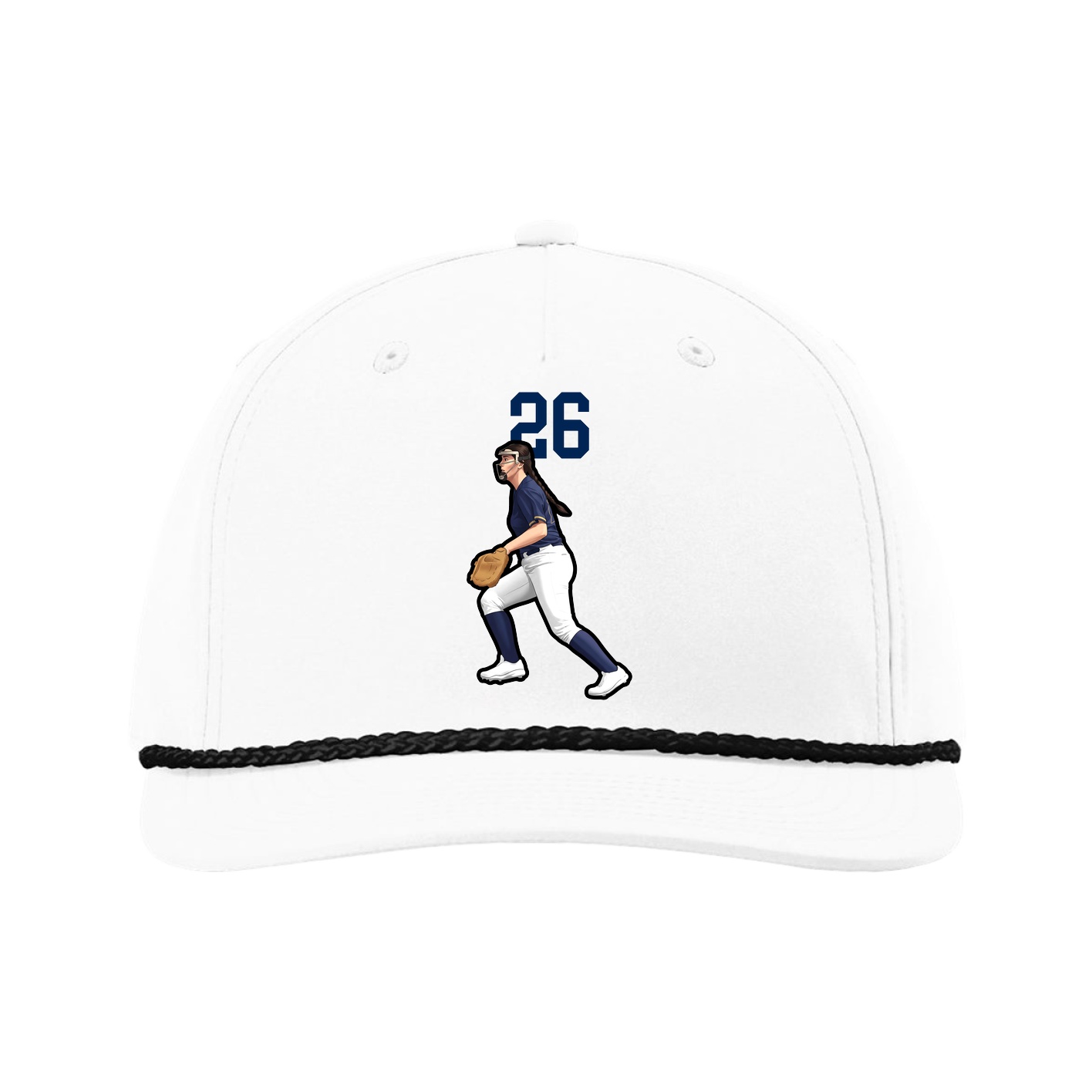 Five-Panel Classic Rope Cap — Number Top in White