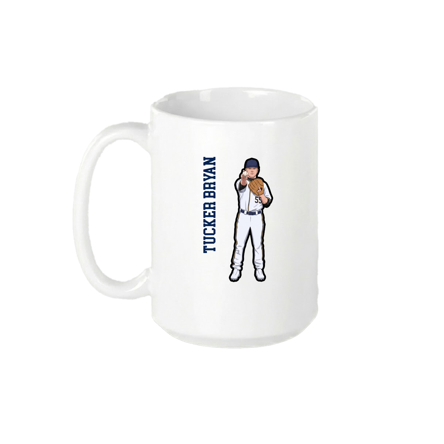 15oz Coffee Mug — Name Vertical in White