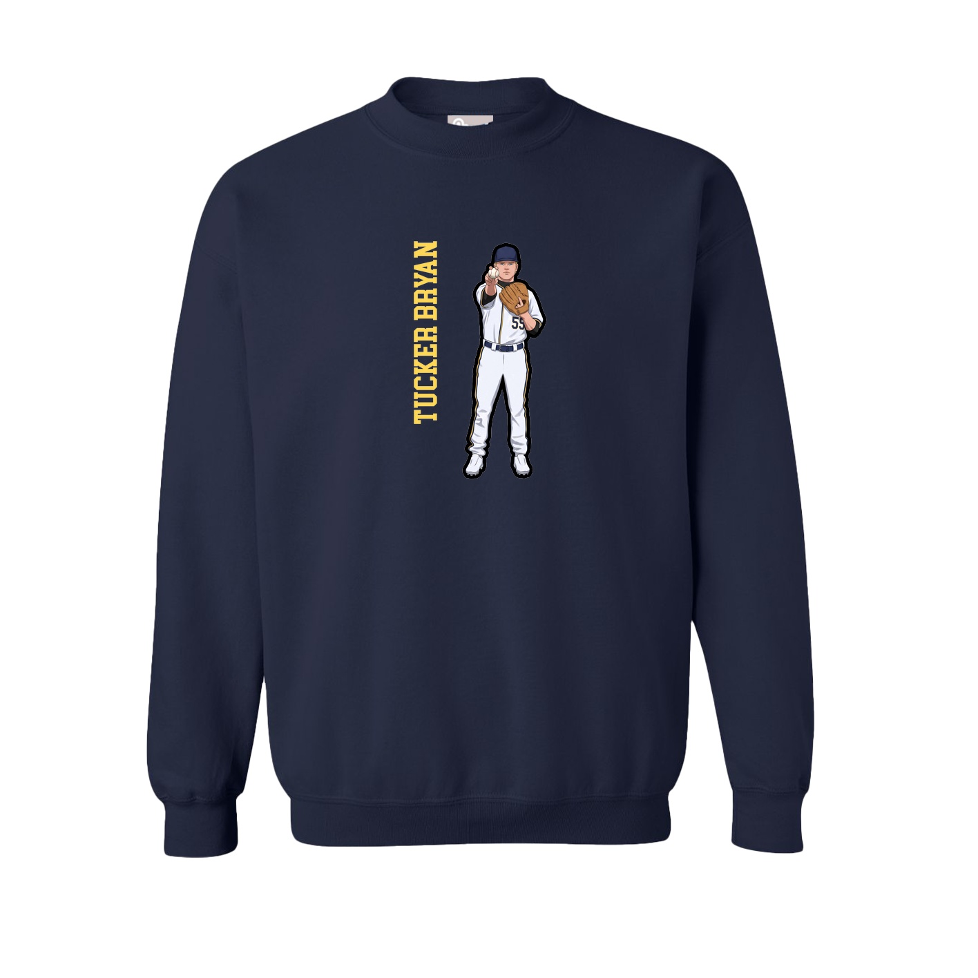 Fleece Crew — Name Vertical in Navy