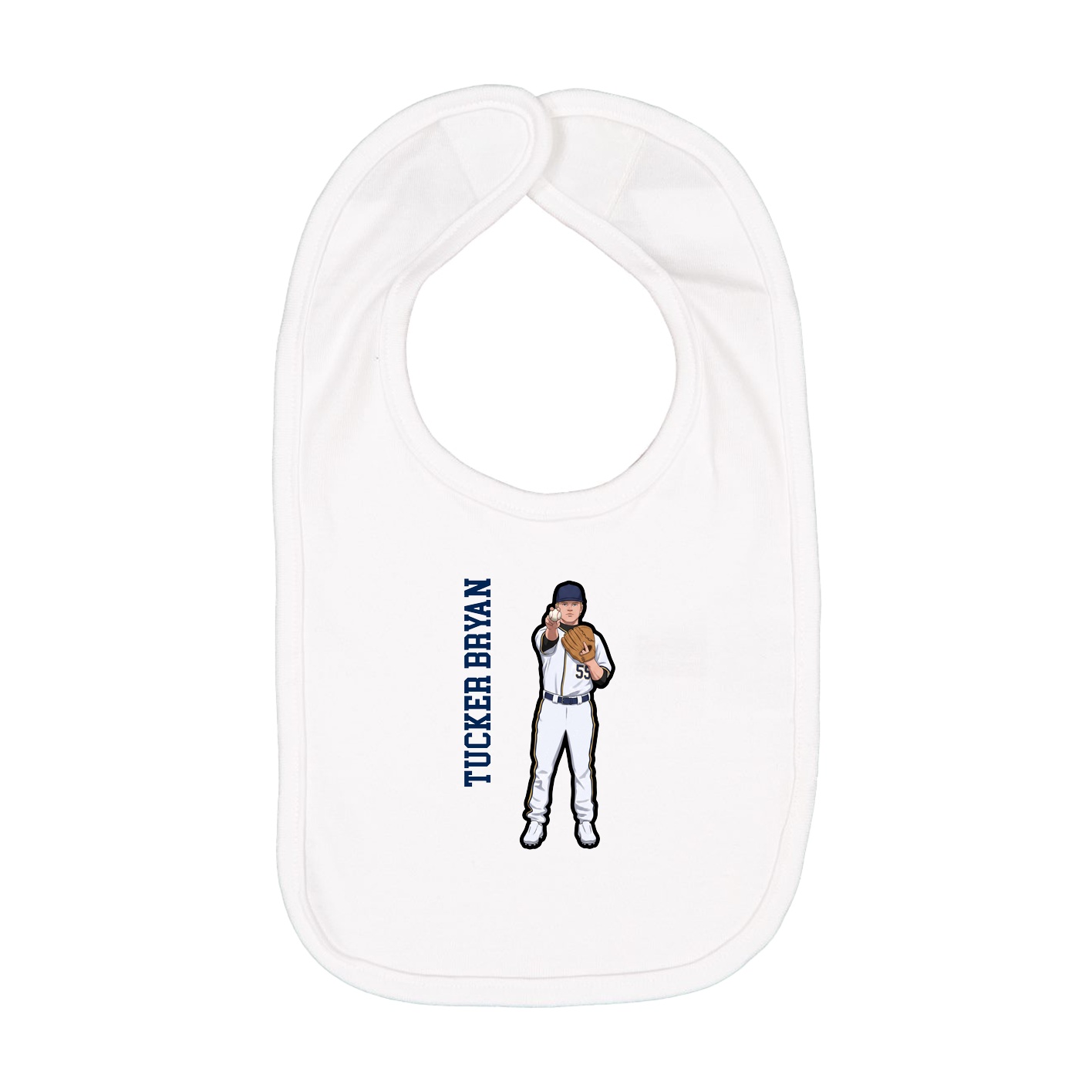 Infant Bib — Name Vertical in White