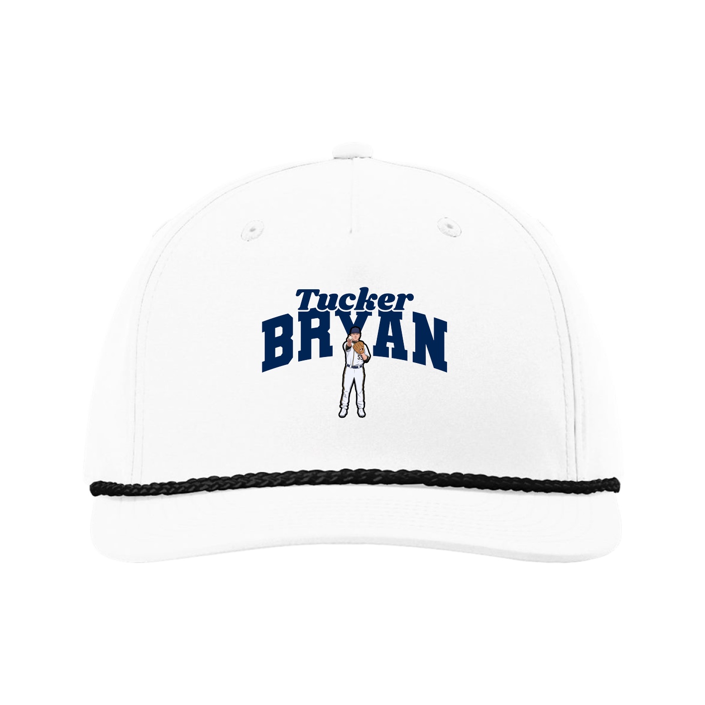 Five-Panel Classic Rope Cap — Signature Arch in White