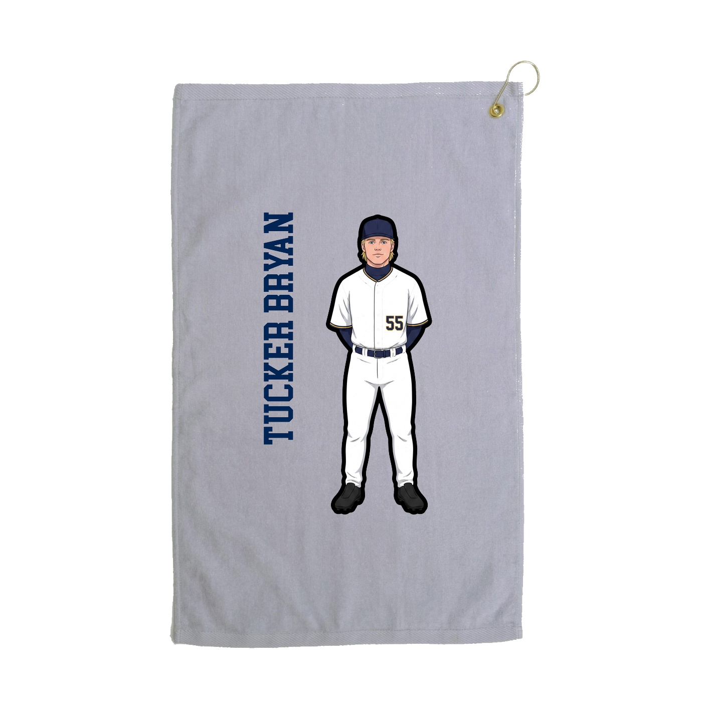Golf Towel — Name Vertical in Grey